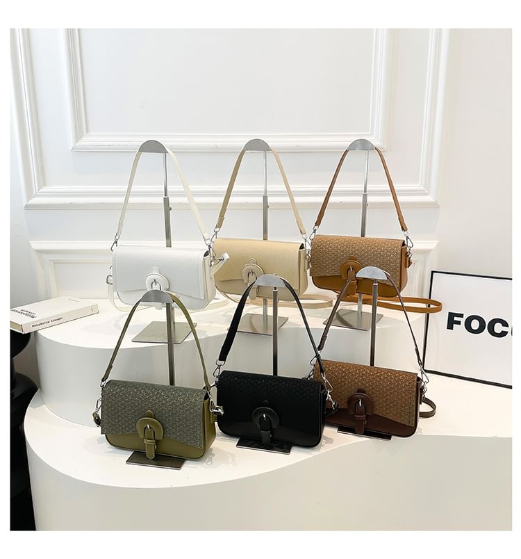 Buckle Flap Panel Crossbody Shoulder Bag