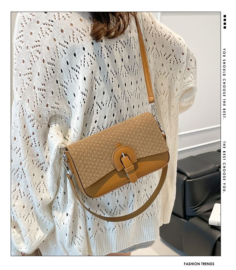 Buckle Flap Panel Crossbody Shoulder Bag