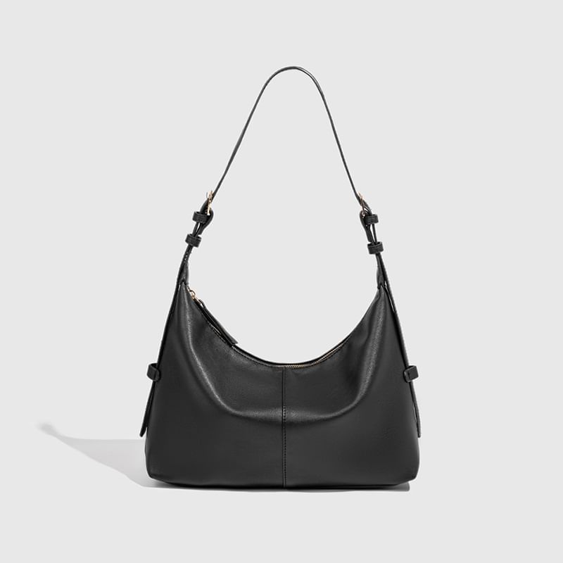 Faux Leather Plain Hobo Bag