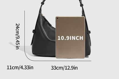 Faux Leather Plain Hobo Bag