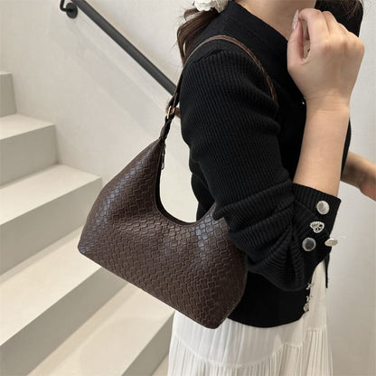 Woven Plain Shoulder Bag