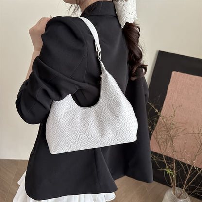 Woven Plain Shoulder Bag