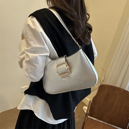 Buckled Plain Shoulder Bag