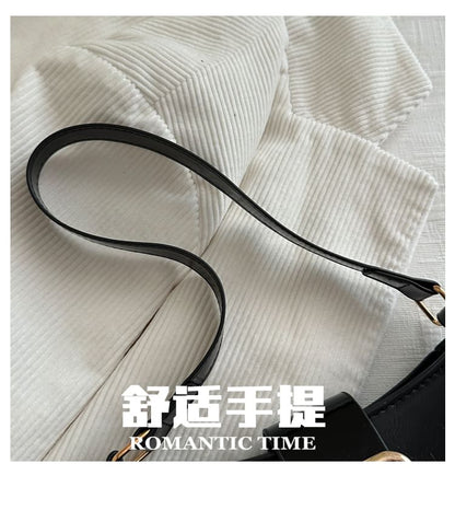 Buckled Plain Shoulder Bag