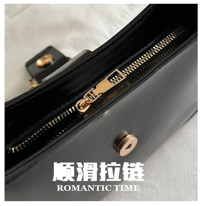 Buckled Plain Shoulder Bag
