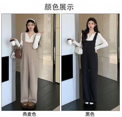 Maternity Two-Piece: Sleeveless Straight-Leg Jumpsuit & Long-Sleeve Tee