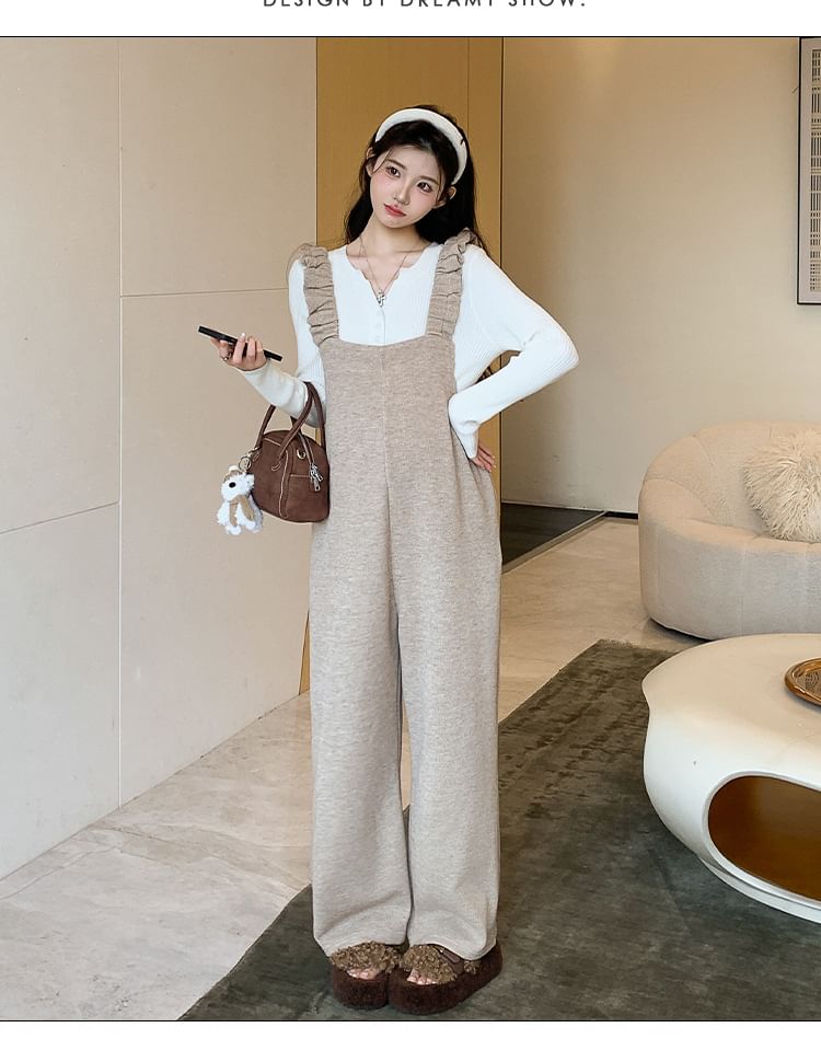 Maternity Two-Piece: Sleeveless Straight-Leg Jumpsuit & Long-Sleeve Tee