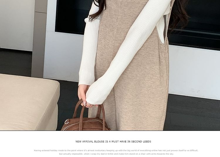 Maternity Two-Piece: Sleeveless Straight-Leg Jumpsuit & Long-Sleeve Tee