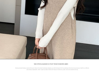 Maternity Two-Piece: Sleeveless Straight-Leg Jumpsuit & Long-Sleeve Tee