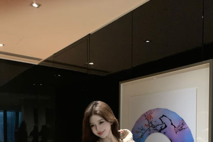 Halter Henley Top with Hot Pants and Light Jacket Set