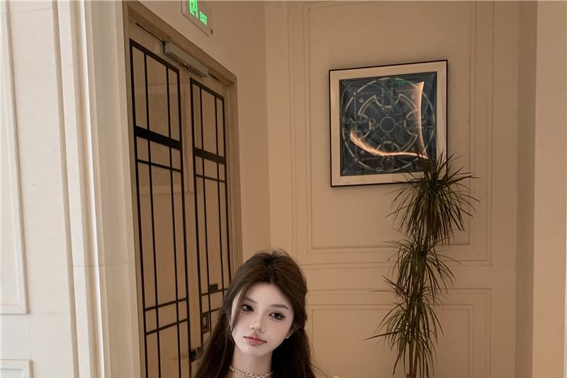 Cropped Cami, Oversized Long-Sleeve Shirt & High-Waist Shorts Trio