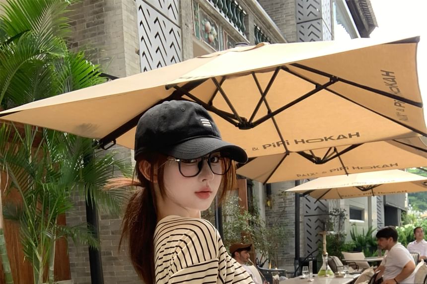 Striped One-Shoulder Long-Sleeve Tee & Drawstring Hot Pants Duo