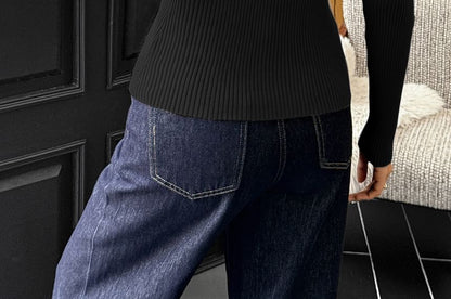 Collared Long Sleeve Ribbed-Knit Cardigan