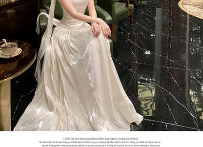 Gown Neck Evening Open Plain Halter A-Line Back