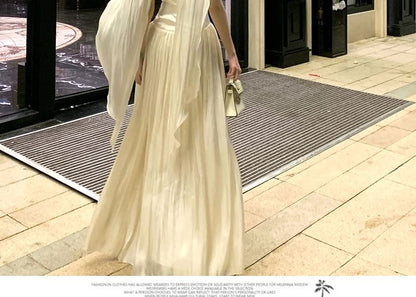 Gown Neck Evening Open Plain Halter A-Line Back