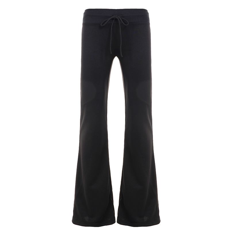 Long Sleeve Lettering Rhinestone Furry-Trim Zip-Up Jacket / Low Waist Sweatpants