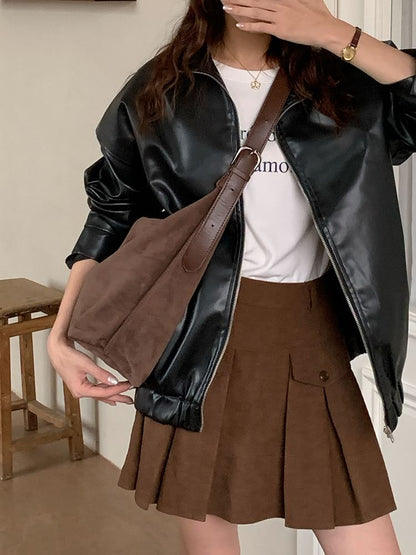 Faux Suede Shoulder Bag
