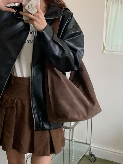 Faux Suede Shoulder Bag