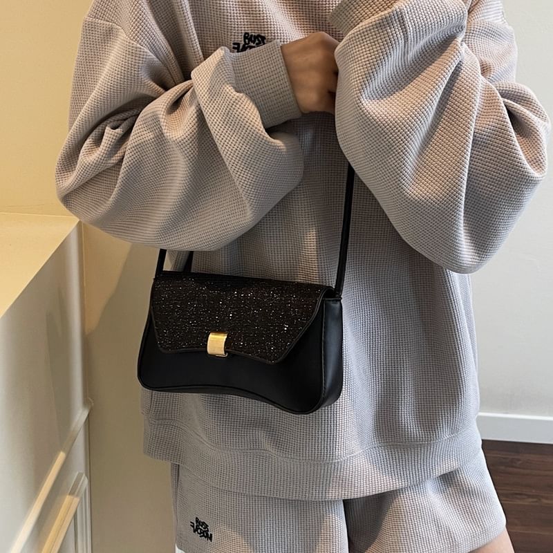 Glitter Flap Crossbody Shoulder Bag