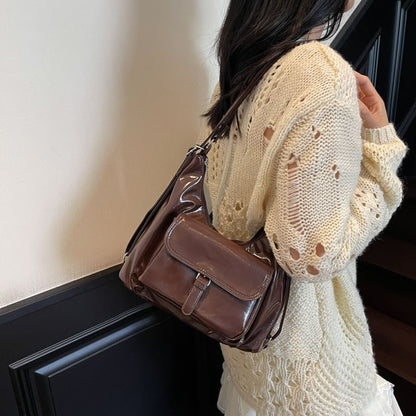 Flap Pocket Buckled Shoulder Bag