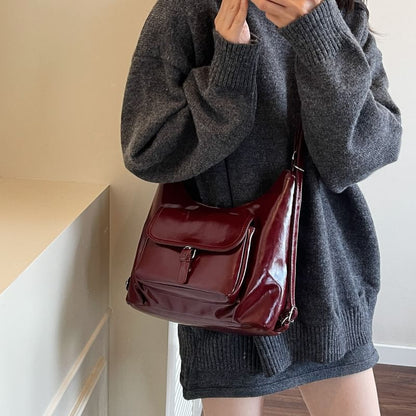 Flap Pocket Buckled Shoulder Bag