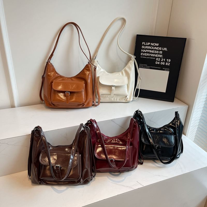 Flap Pocket Buckled Shoulder Bag