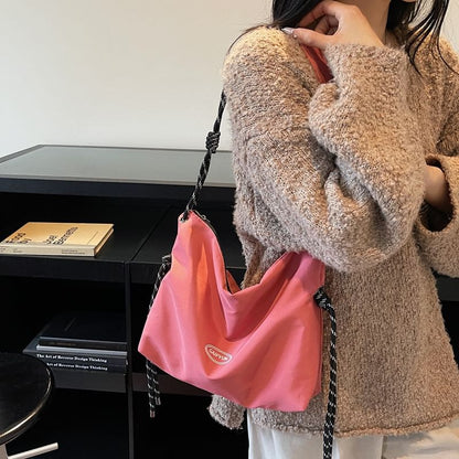 Plain Drawstring Fabric Crossbody Shoulder Bag