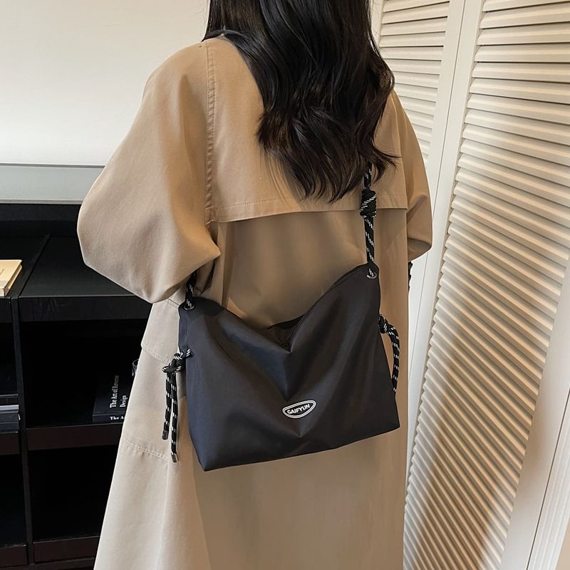 Plain Drawstring Fabric Crossbody Shoulder Bag