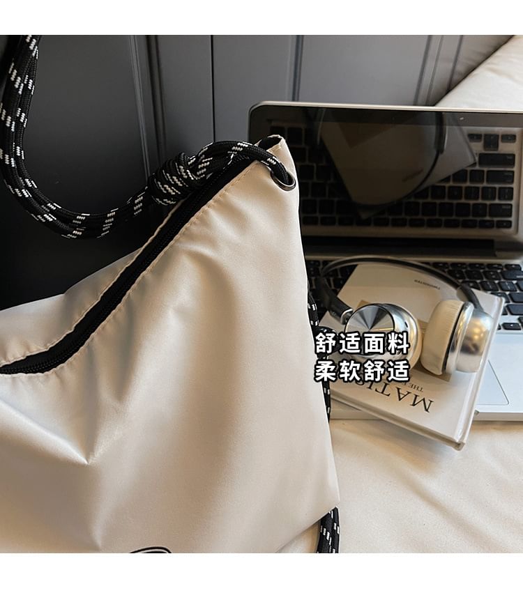 Plain Drawstring Fabric Crossbody Shoulder Bag