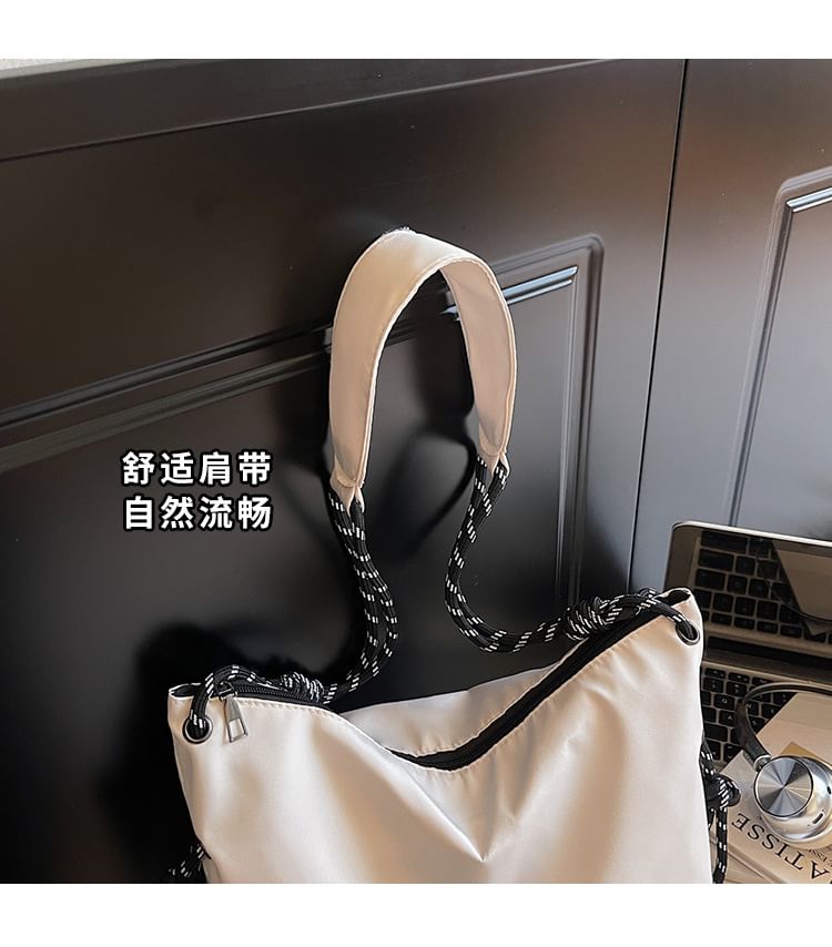 Plain Drawstring Fabric Crossbody Shoulder Bag
