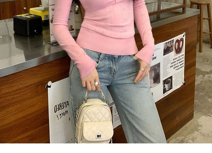Classic Buttoned Front Long Sleeve Solid Casual Top