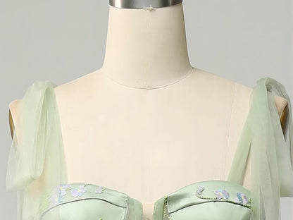 Embroidered Gown Mesh Sleeveless Floral A-Line Evening