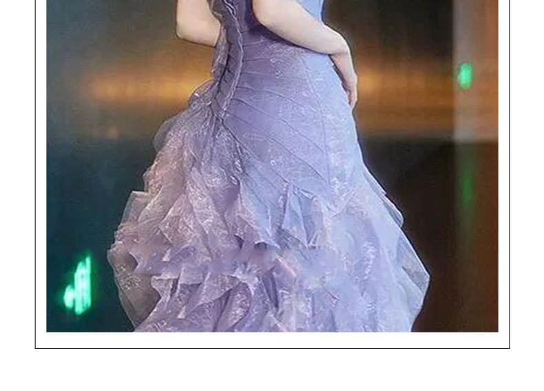 Strapless Tiered Mesh Panel A-Line Evening Gown