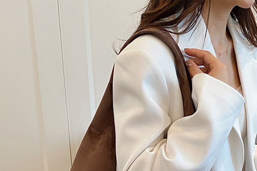 Faux Leather Plain Shoulder Bag With Pouch