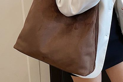 Faux Leather Plain Shoulder Bag With Pouch