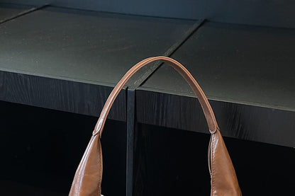 Faux Leather Plain Zip Shoulder Bag
