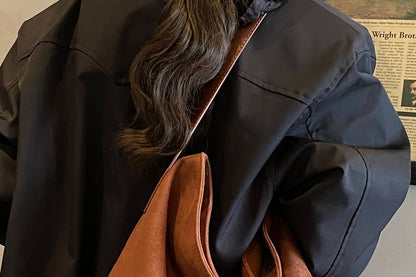 Faux Leather Plain Shoulder Bag