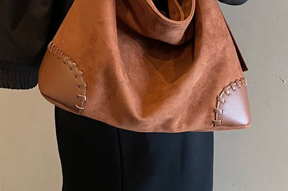 Faux Leather Plain Shoulder Bag