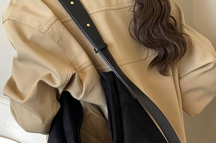 Faux Leather Plain Shoulder Bag