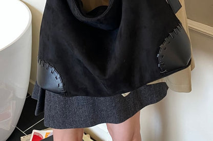Faux Leather Plain Shoulder Bag