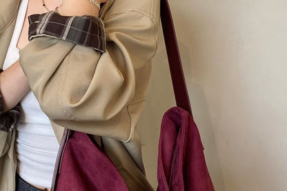 Faux Leather Plain Shoulder Bag