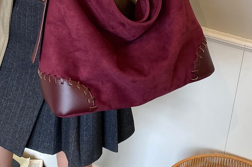 Faux Leather Plain Shoulder Bag