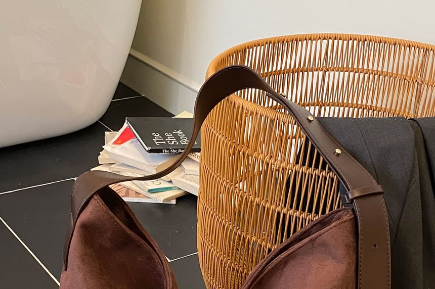 Faux Leather Plain Shoulder Bag