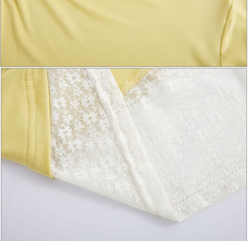 Asymmetric Lace Panel Off Shoulder Slim Tee