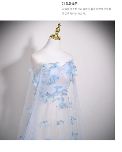 Gown Applique Mesh A-Line Tube Evening Butterfly