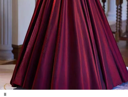 Off Shoulder Plain Gathered A-Line Evening Gown