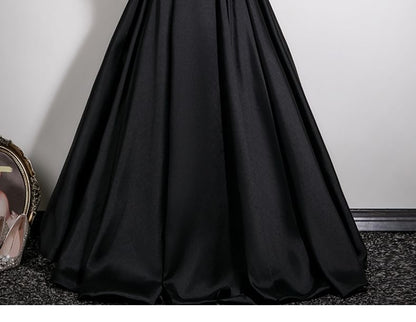 Short Sleeve Off Shoulder Plain Satin A-Line Evening Gown