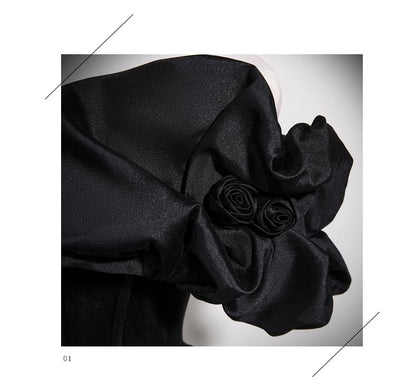 A-Line Plain Sleeve Gown Shoulder Satin Short Off Evening