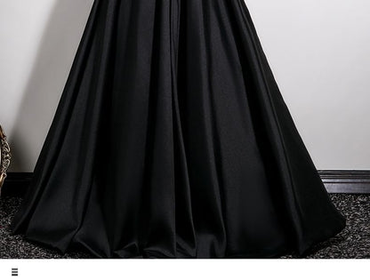 Short Sleeve Off Shoulder Plain Satin A-Line Evening Gown
