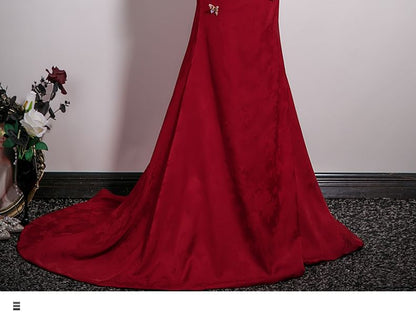 Jacquard Tube Beaded Evening Applique Butterfly Gown Trumpet